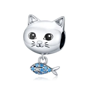 (Bild für) Silberner Kitty-Love-Fisch-Charm im Pandora-Stil - BSC226