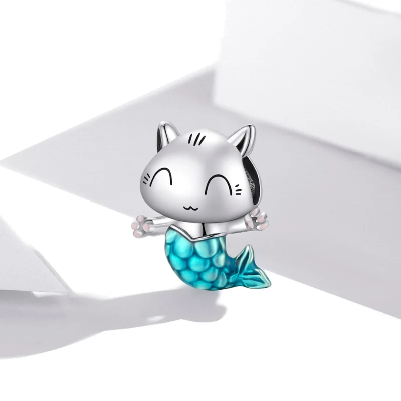 (Bild für) Silberner Kitty-Meerjungfrau-Charm im Pandora-Stil - SCC1852 - Ansicht 2