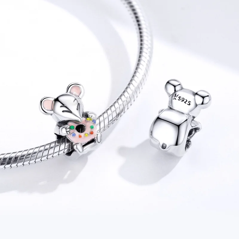 (Bild für) Silberner kleiner Maus-Charm im Pandora-Stil - SCC1318 - Ansicht 5