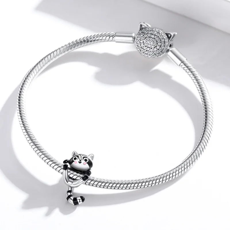 (Bild für) Silberner kleiner Waschbär-Charm im Pandora-Stil - BSC403 - Ansicht 3