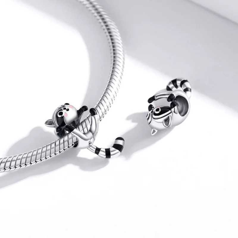 (Bild für) Silberner kleiner Waschbär-Charm im Pandora-Stil - BSC403 - Ansicht 4