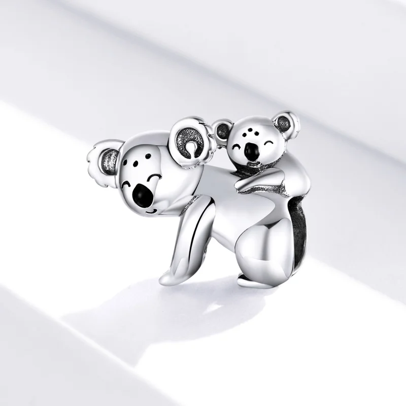 (Bild für) Silberner Koala mit Kinder-Charm im Pandora-Stil - BSC260 - Ansicht 2