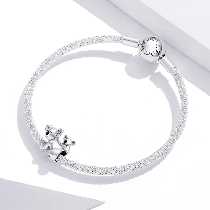 (Bild für) Silberner Koala mit Kinder-Charm im Pandora-Stil - BSC260 - Ansicht 3