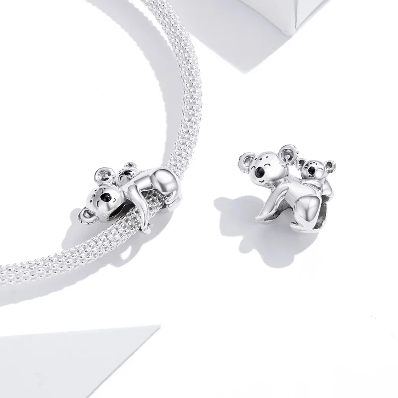 (Bild für) Silberner Koala mit Kinder-Charm im Pandora-Stil - BSC260 - Ansicht 4