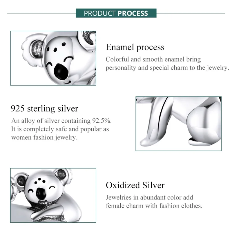 (Bild für) Silberner Koala mit Kinder-Charm im Pandora-Stil - BSC260 - Ansicht 7