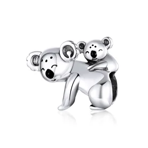 (Bild für) Silberner Koala mit Kinder-Charm im Pandora-Stil - BSC260