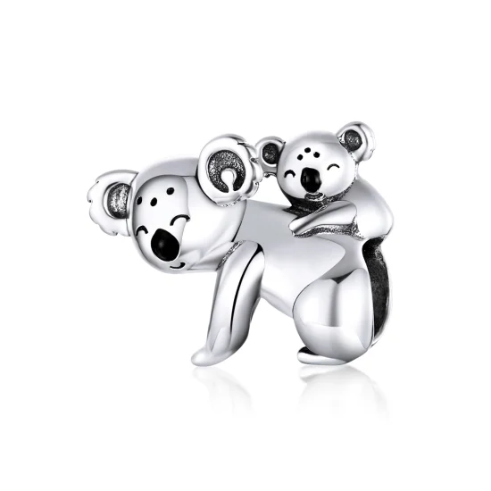 (Bild für) Silberner Koala mit Kinder-Charm im Pandora-Stil - BSC260