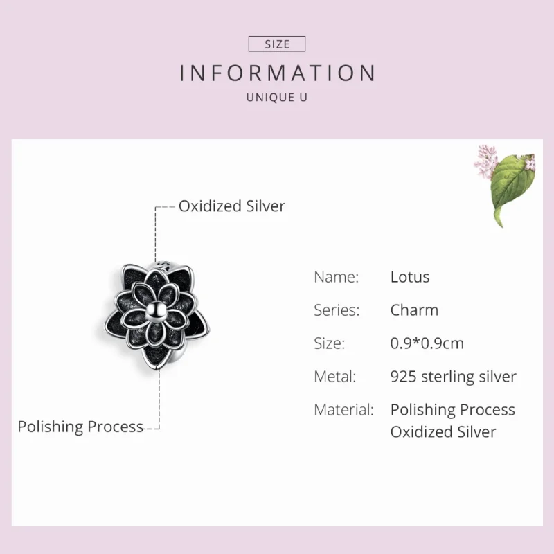 (Bild für) Silberner Lotus-Charm im Pandora-Stil - SCC1196 - Ansicht 3