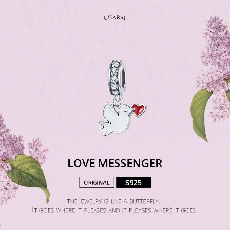 (Bild für) Silberner Love Messenger-Anhänger im Pandora-Stil - SCC1227 - Ansicht 4