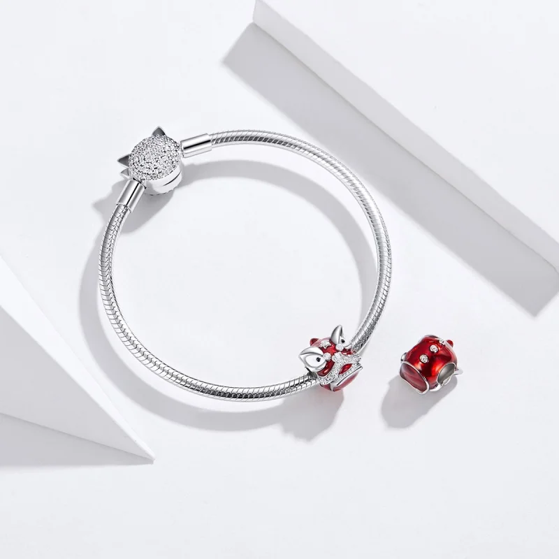 (Bild für) Silberner Löwentanz-Charm im Pandora-Stil - BSC086 - Ansicht 3