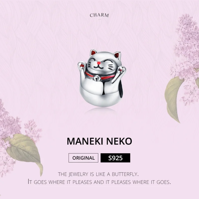 (Bild für) Silberner Maneki-Neko-Charm im Pandora-Stil - SCC1178 - Ansicht 2