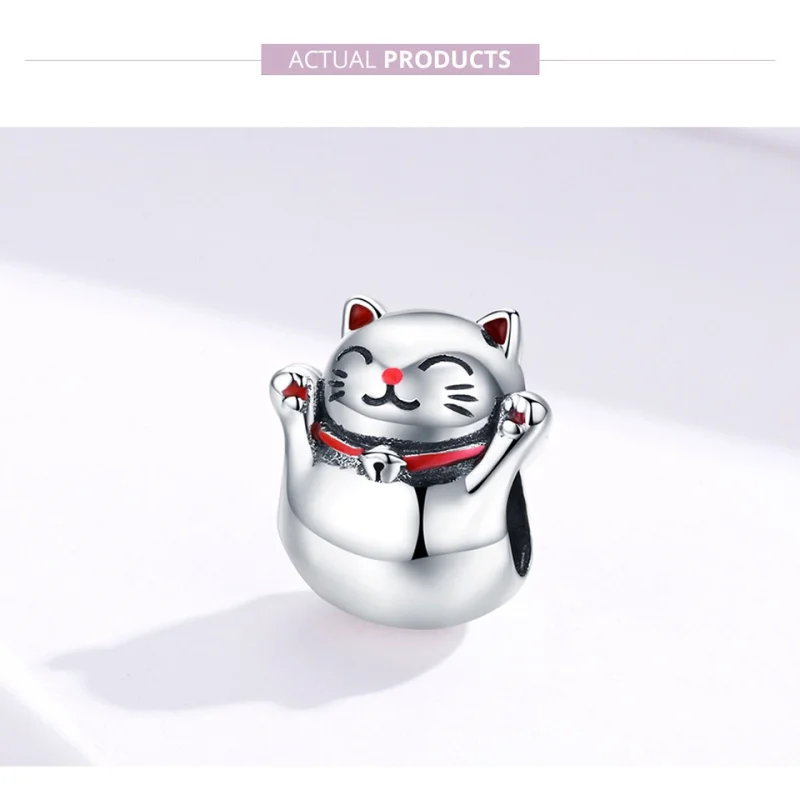 (Bild für) Silberner Maneki-Neko-Charm im Pandora-Stil - SCC1178 - Ansicht 6