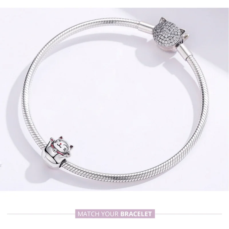 (Bild für) Silberner Maneki-Neko-Charm im Pandora-Stil - SCC1178 - Ansicht 7