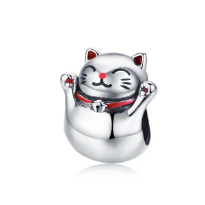 (Bild für) Silberner Maneki-Neko-Charm im Pandora-Stil - SCC1178