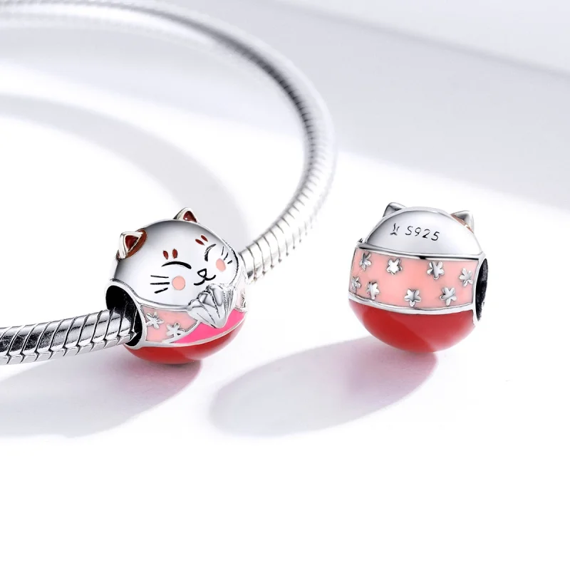 (Bild für) Silberner Maneki-Neko-Charm im Pandora-Stil - SCC1341 - Ansicht 4