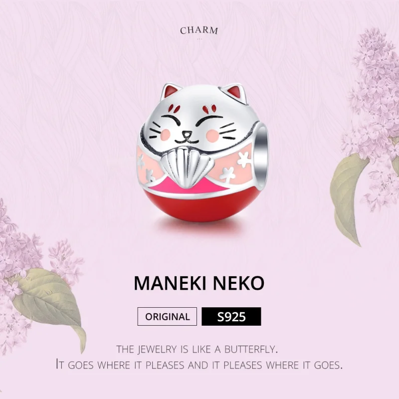 (Bild für) Silberner Maneki-Neko-Charm im Pandora-Stil - SCC1341 - Ansicht 6