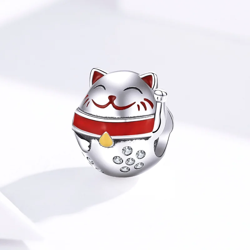 (Bild für) Silberner Maneki-Neko-Charm im Pandora-Stil - SCC1374 - Ansicht 2