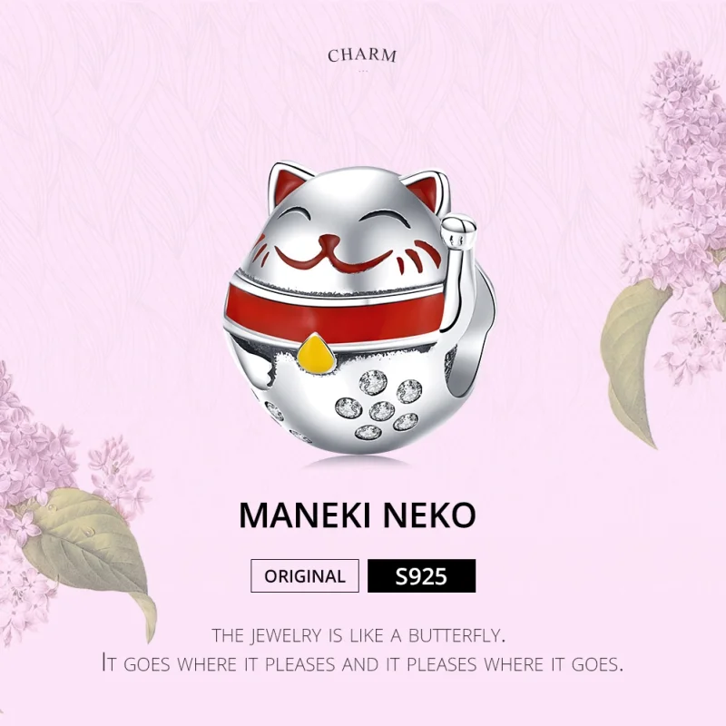 (Bild für) Silberner Maneki-Neko-Charm im Pandora-Stil - SCC1374 - Ansicht 5
