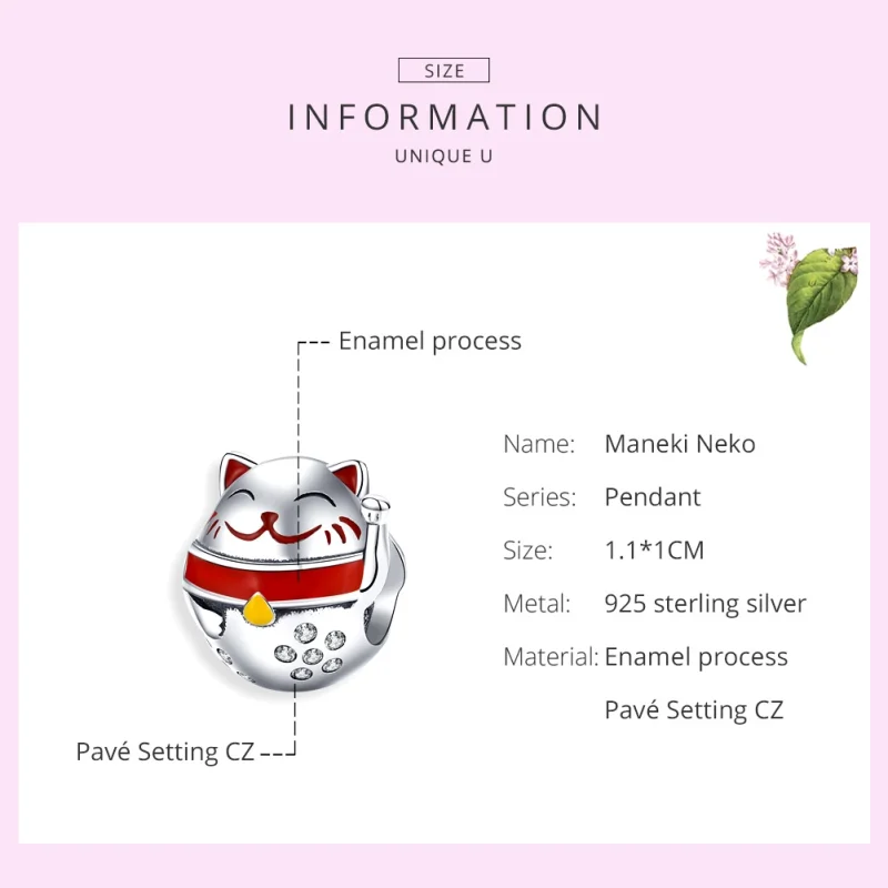 (Bild für) Silberner Maneki-Neko-Charm im Pandora-Stil - SCC1374 - Ansicht 6