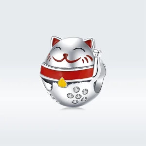 (Bild für) Silberner Maneki-Neko-Charm im Pandora-Stil - SCC1374