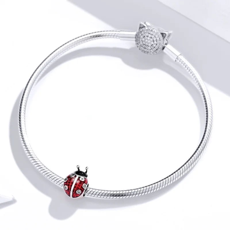 (Bild für) Silberner Marienkäfer-Charm im Pandora-Stil - SCC1481 - Ansicht 3