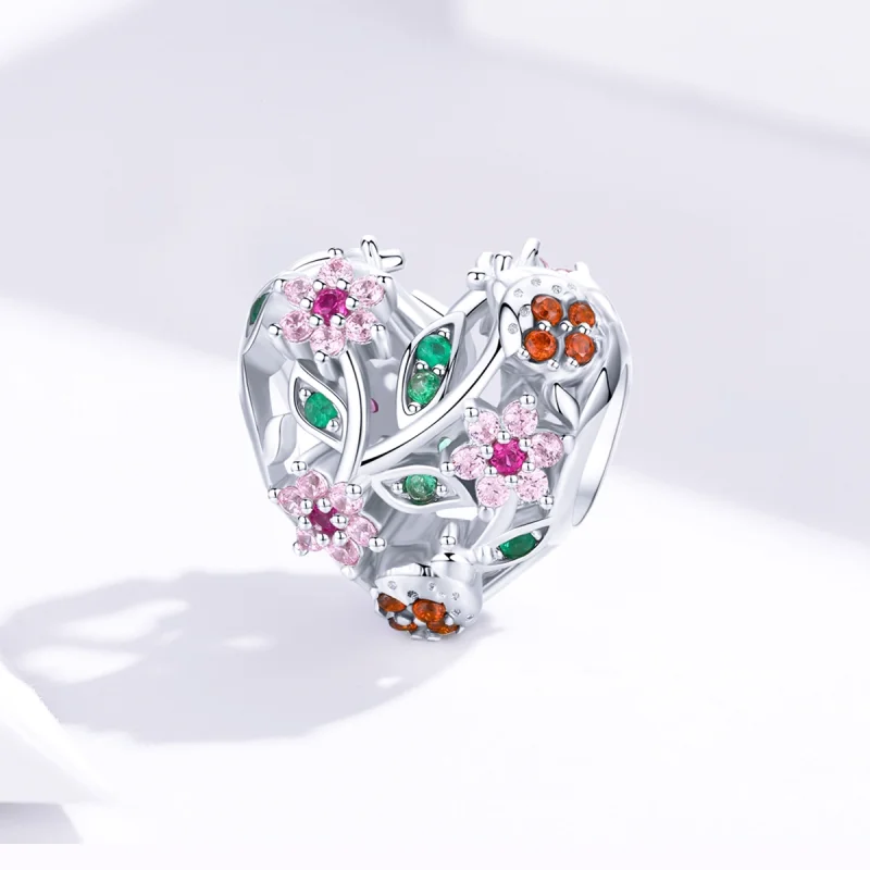 (Bild für) Silberner Marienkäfer- und Blumen-Charm im Pandora-Stil - BSC117 - Ansicht 2