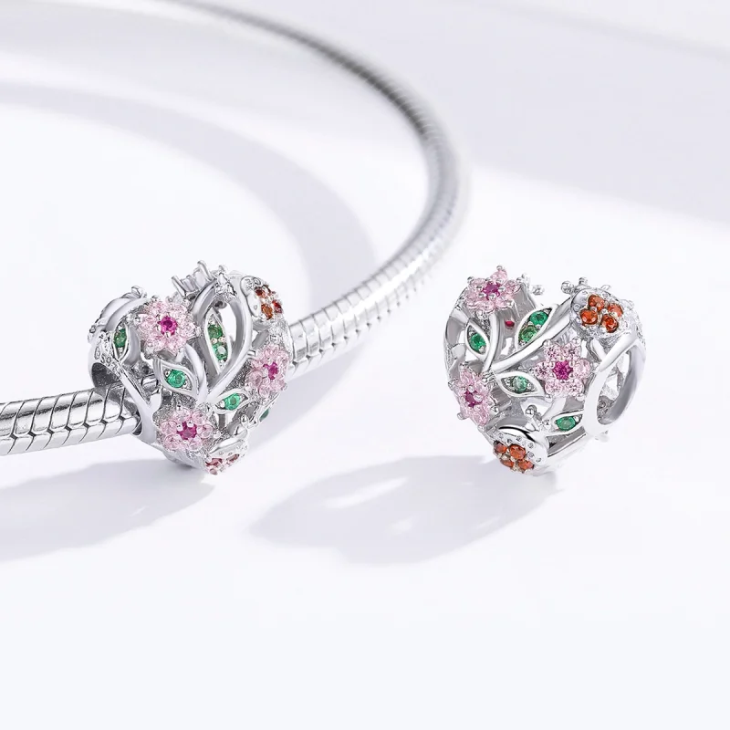 (Bild für) Silberner Marienkäfer- und Blumen-Charm im Pandora-Stil - BSC117 - Ansicht 3
