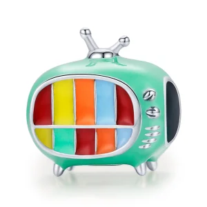 (Bild für) Silberner Mini-Farbfernseher-Charm im Pandora-Stil - SCC1861