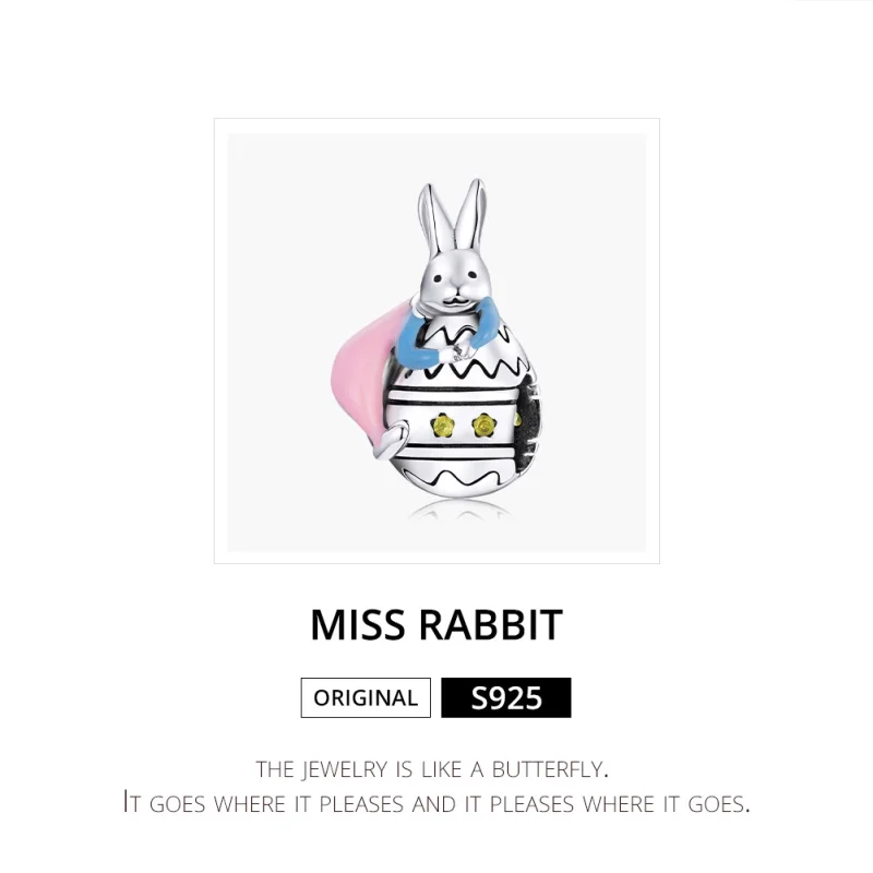 (Bild für) Silberner „Miss Rabbit“-Charm im Pandora-Stil - SCC1754 - Ansicht 6