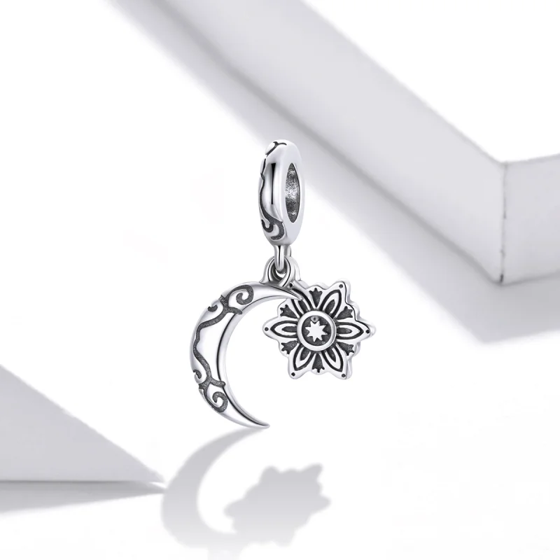 (Bild für) Silberner Mond-Lotus-Charm im Pandora-Stil - SCC1826 - Ansicht 2