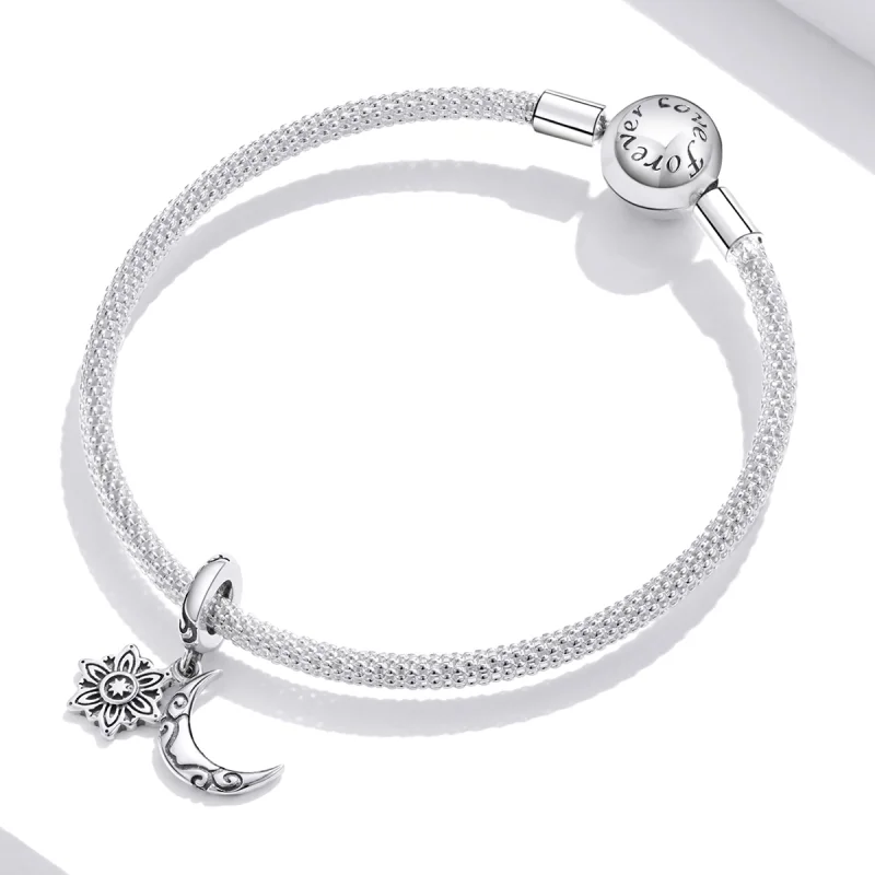 (Bild für) Silberner Mond-Lotus-Charm im Pandora-Stil - SCC1826 - Ansicht 3