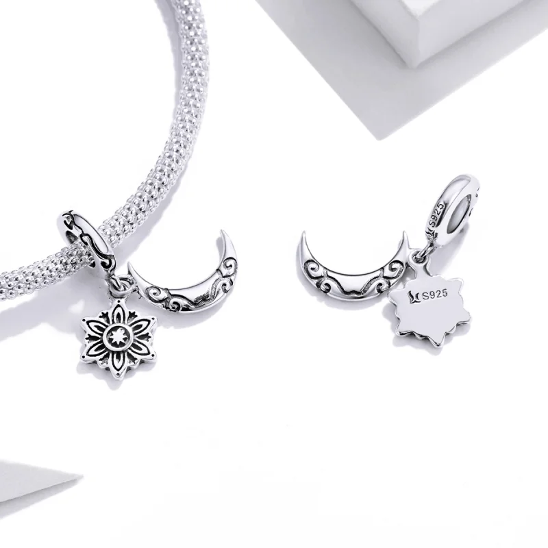 (Bild für) Silberner Mond-Lotus-Charm im Pandora-Stil - SCC1826 - Ansicht 4
