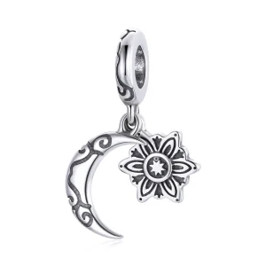 (Bild für) Silberner Mond-Lotus-Charm im Pandora-Stil - SCC1826
