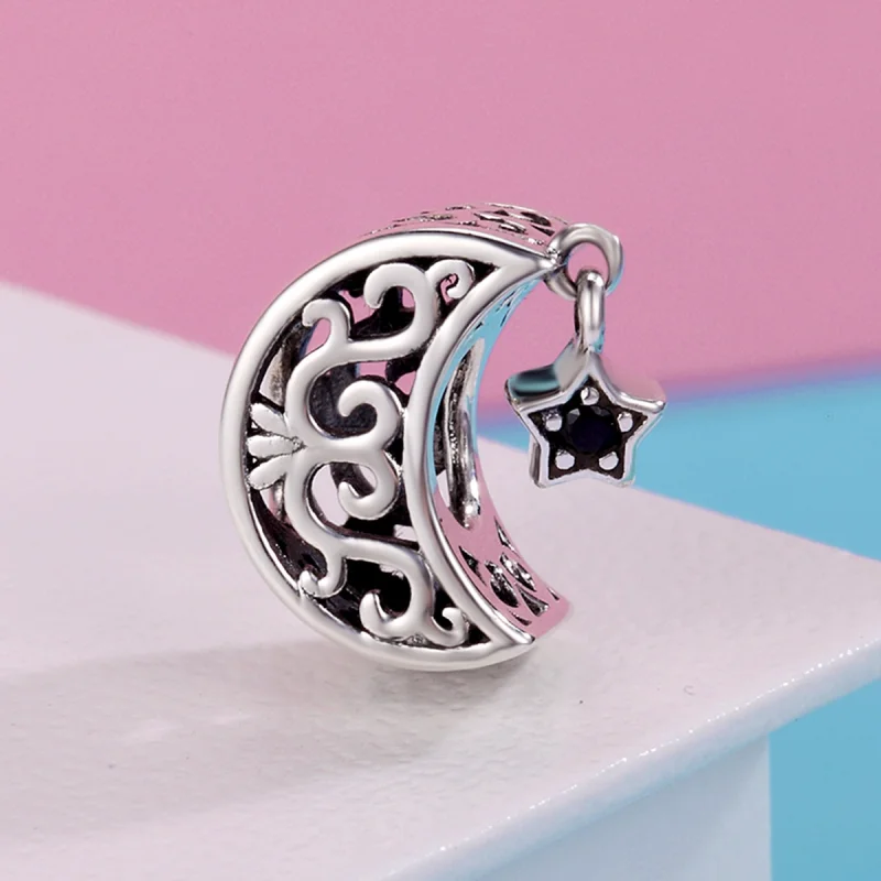 (Bild für) Silberner Mond- und Stern-Charm im Pandora-Stil - SCC483 - Ansicht 4