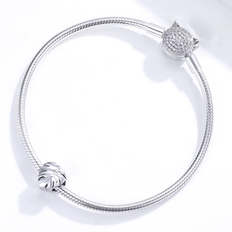 (Bild für) Silberner Monstera-Charm im Pandora-Stil - BSC141 - Ansicht 3
