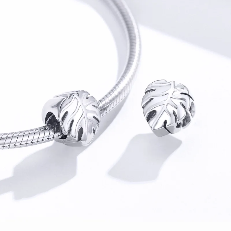 (Bild für) Silberner Monstera-Charm im Pandora-Stil - BSC141 - Ansicht 4