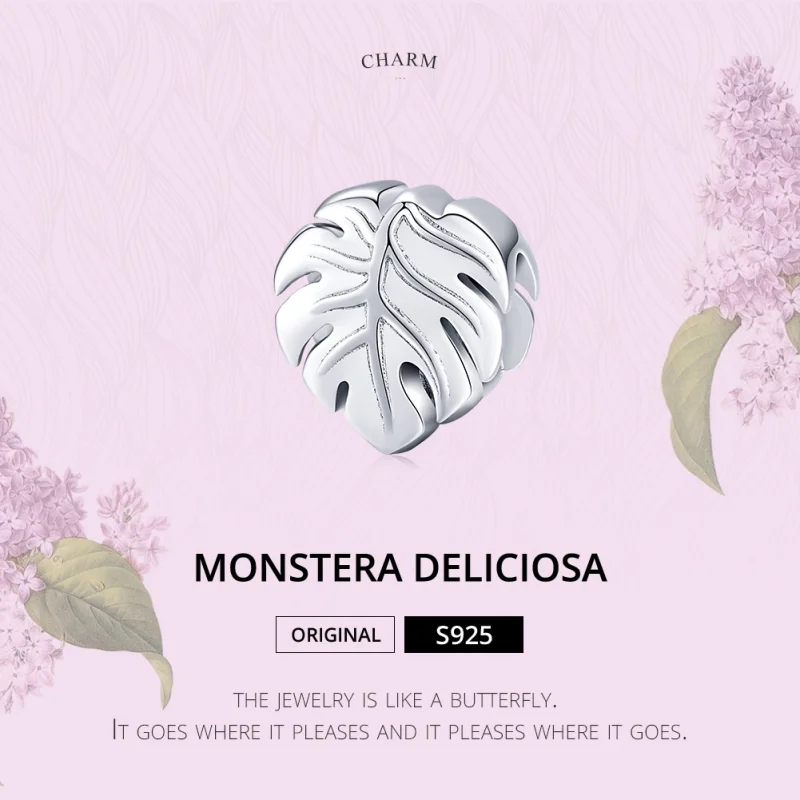 (Bild für) Silberner Monstera-Charm im Pandora-Stil - BSC141 - Ansicht 6