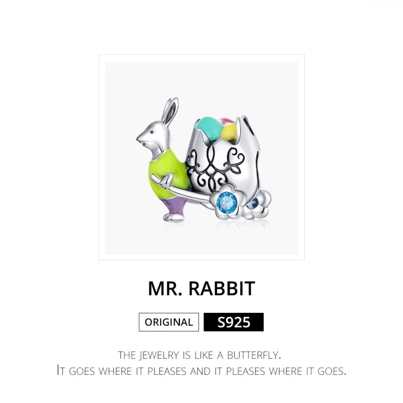 (Bild für) Silberner Mr. Rabbit-Charm im Pandora-Stil - SCC1755 - Ansicht 6