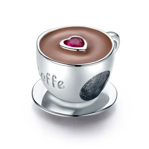 (Bild für) Silberner Nachmittagskaffee-Charm im Pandora-Stil - SCC1286