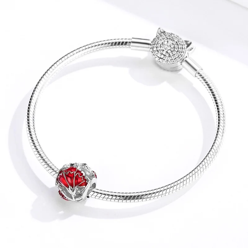 (Bild für) Silberner Nelken-Charm im Pandora-Stil - BSC097 - Ansicht 3
