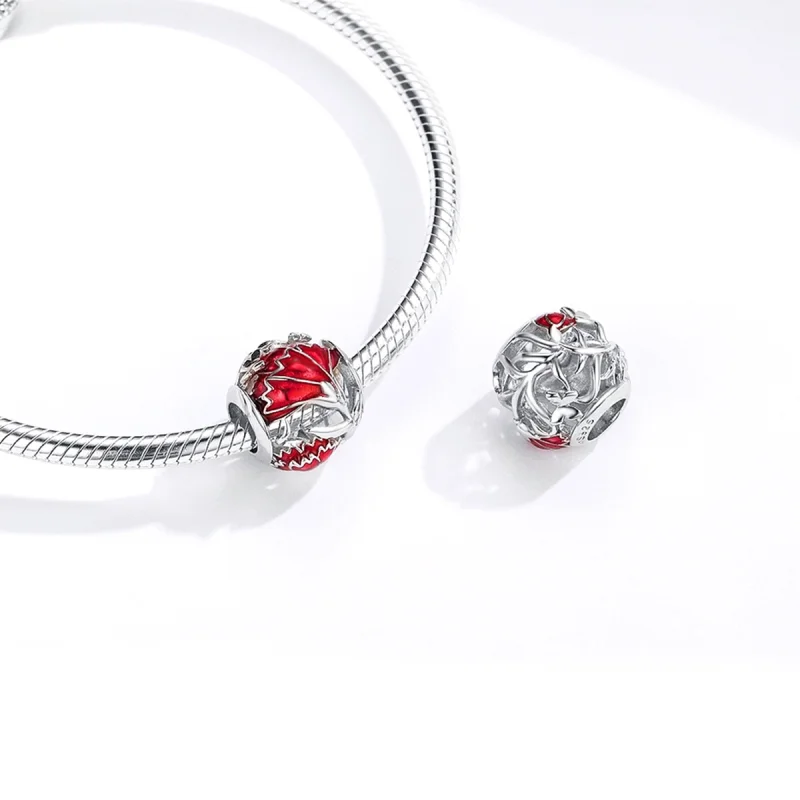 (Bild für) Silberner Nelken-Charm im Pandora-Stil - BSC097 - Ansicht 4