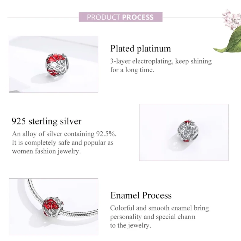 (Bild für) Silberner Nelken-Charm im Pandora-Stil - BSC097 - Ansicht 8