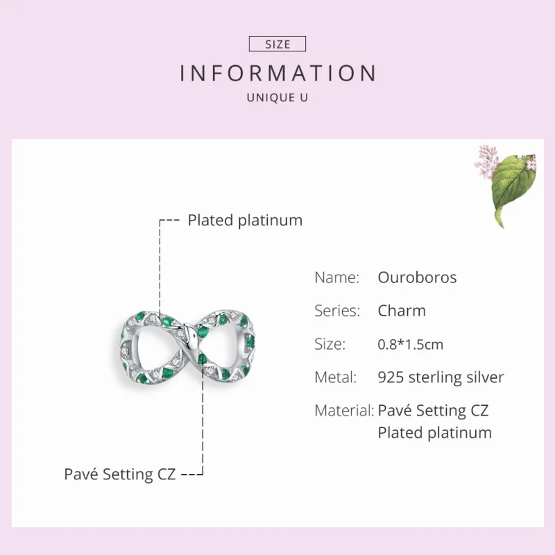 (Bild für) Silberner Ouroboros-Charm im Pandora-Stil - BSC186 - Ansicht 7