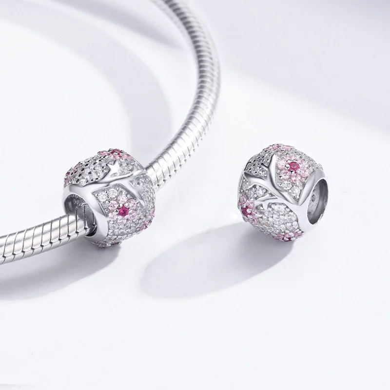 (Bild für) Silberner Pflaumenblüten-Charm im Pandora-Stil - BSC153 - Ansicht 4