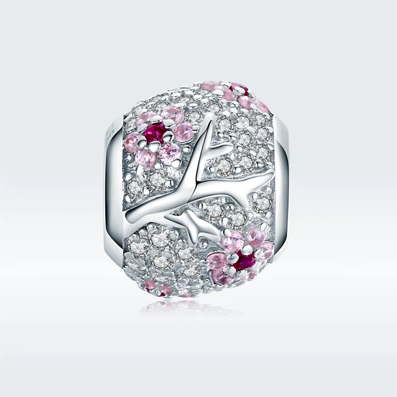 (Bild für) Silberner Pflaumenblüten-Charm im Pandora-Stil - BSC153 - Ansicht 5