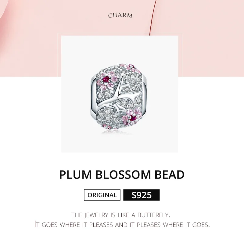 (Bild für) Silberner Pflaumenblüten-Charm im Pandora-Stil - BSC153 - Ansicht 6