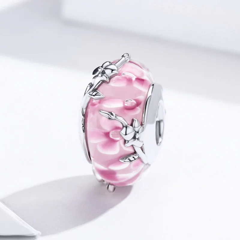 (Bild für) Silberner Phalaenopsis-Charm aus Muranoglas im Pandora-Stil - SCC1281 - Ansicht 5