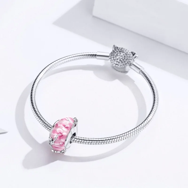 (Bild für) Silberner Phalaenopsis-Charm aus Muranoglas im Pandora-Stil - SCC1281 - Ansicht 6