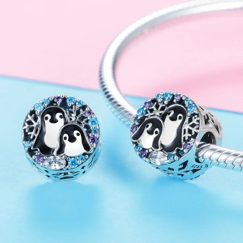 (Bild für) Silberner Pinguin-Haus-Charm im Pandora-Stil - SCC992 - Ansicht 3
