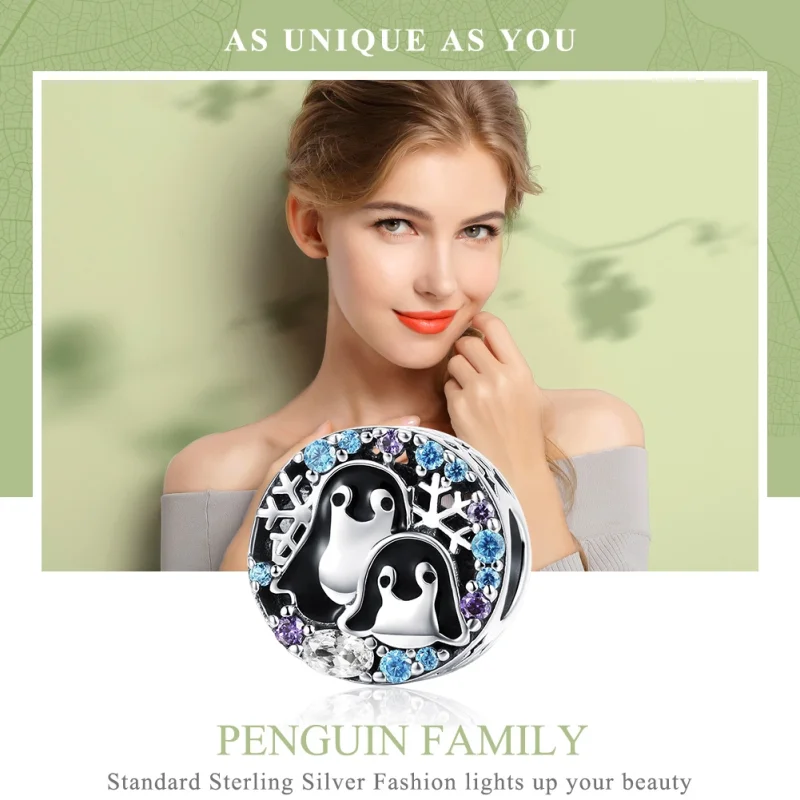 (Bild für) Silberner Pinguin-Haus-Charm im Pandora-Stil - SCC992 - Ansicht 6